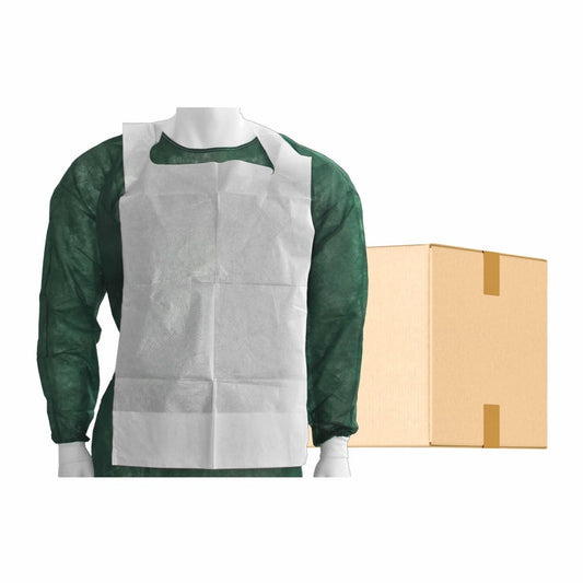 MaiMed engångsmathaklappar med uppsamlingsficka för att knyta, vit, 66x37 cm - 100 st/förpackning | Förpackning (100 stycken)