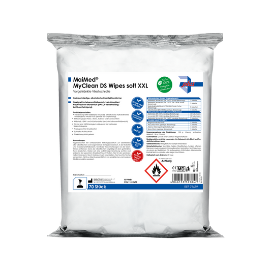 MaiMed MyClean DS Wipes soft XXL - 70 ark fördränkta med MaiMed MyClean DS | Förpackning (70 ark)