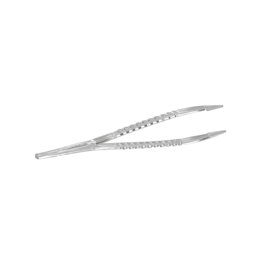 Ein Paar sterile Mediware Einmal-Pinzetten der Servoprax GmbH mit strukturiertem Griff und präzisem anatomischem Design wird vor einem schlichten weißen Hintergrund präsentiert.