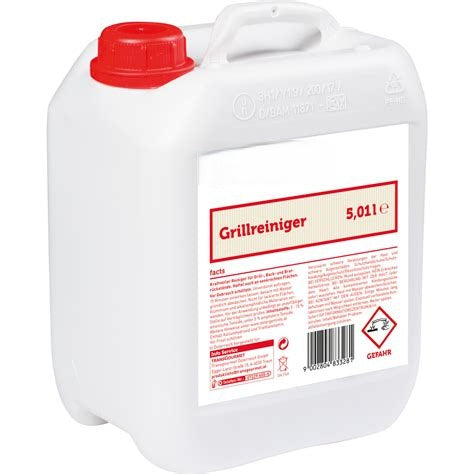 Ein 5-Liter-Behälter aus weißem Kunststoff der Abena Re-Seller GmbH mit der Aufschrift "GastroPower Grillan Grillreiniger" für den professionellen Küchengebrauch, mit rotem Deckel und Griff. Verkauft als Karton (2*1)-zwei Packungen pro Karton. Sicherheitsinformationen sind auf dem deutschen Etikett angegeben.