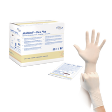 MaiMed-Flex Plus PF-sterila puderfria operationshandskar i latex, 50 par/kartong