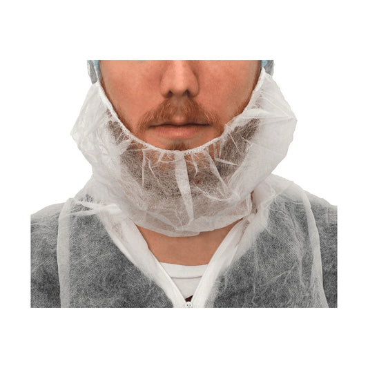 MaiMed-Beard, skäggskydd av vit fleece, med latexfritt elastiskt band, 100 st/förpackning | Förpackning (100 stycken)