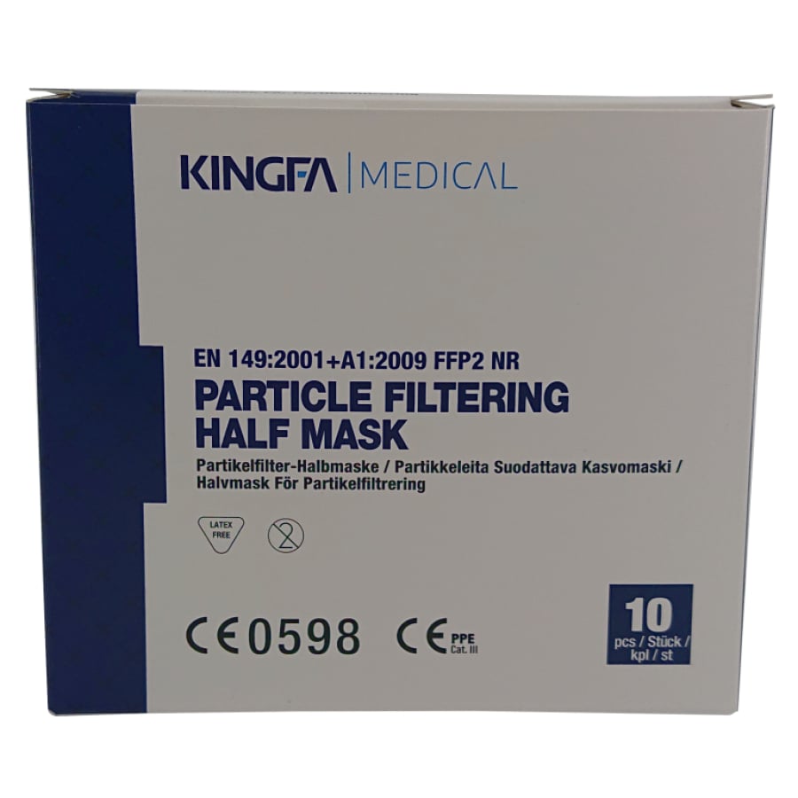 FFP2 andningsmask, vit, 10 st. / Box utan ventil, öronöglor | Box (10 stycken)