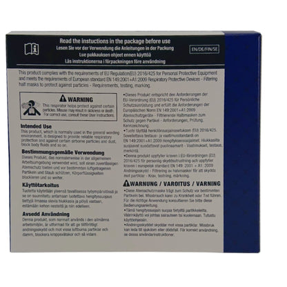 FFP2 andningsmask, vit, 10 st. / Box utan ventil, öronöglor | Box (10 stycken)