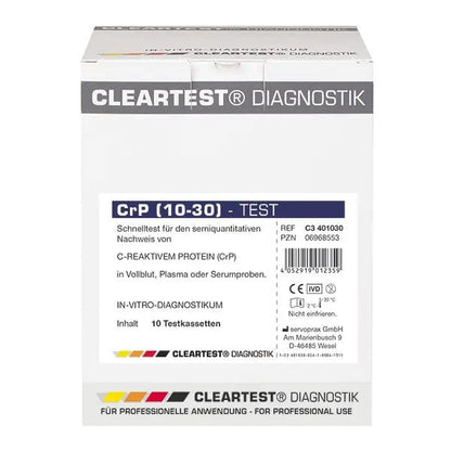 Cleartest CrP (10/30) Cut Off: 10mg/l Referens: 30mg/l Förpackning: 10 tester | Pack (10 tester)