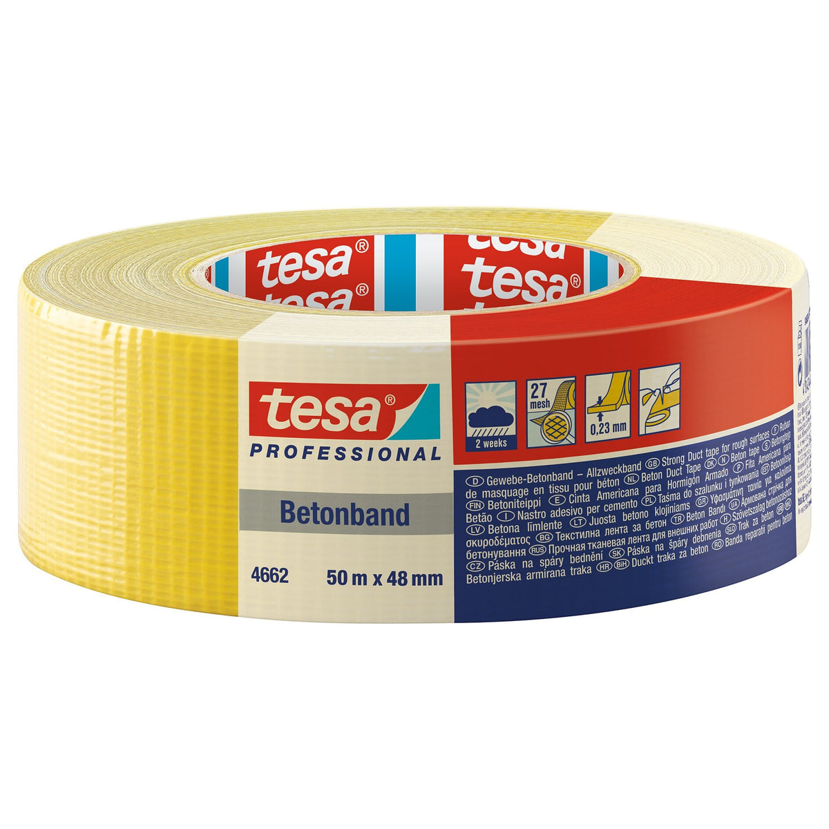 tesa Professional 4662 betongtejp, 50 m x 48 mm, gul