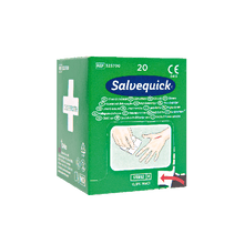 Salvequick-sårrengöringsservetter, förpackning med 20 stycken, kartong med 20 förpackningar