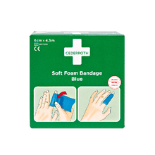 Cederroth Soft Foam-bandage, blått, 4,5 m x 6 cm, påfyllningsförpackning 51011010