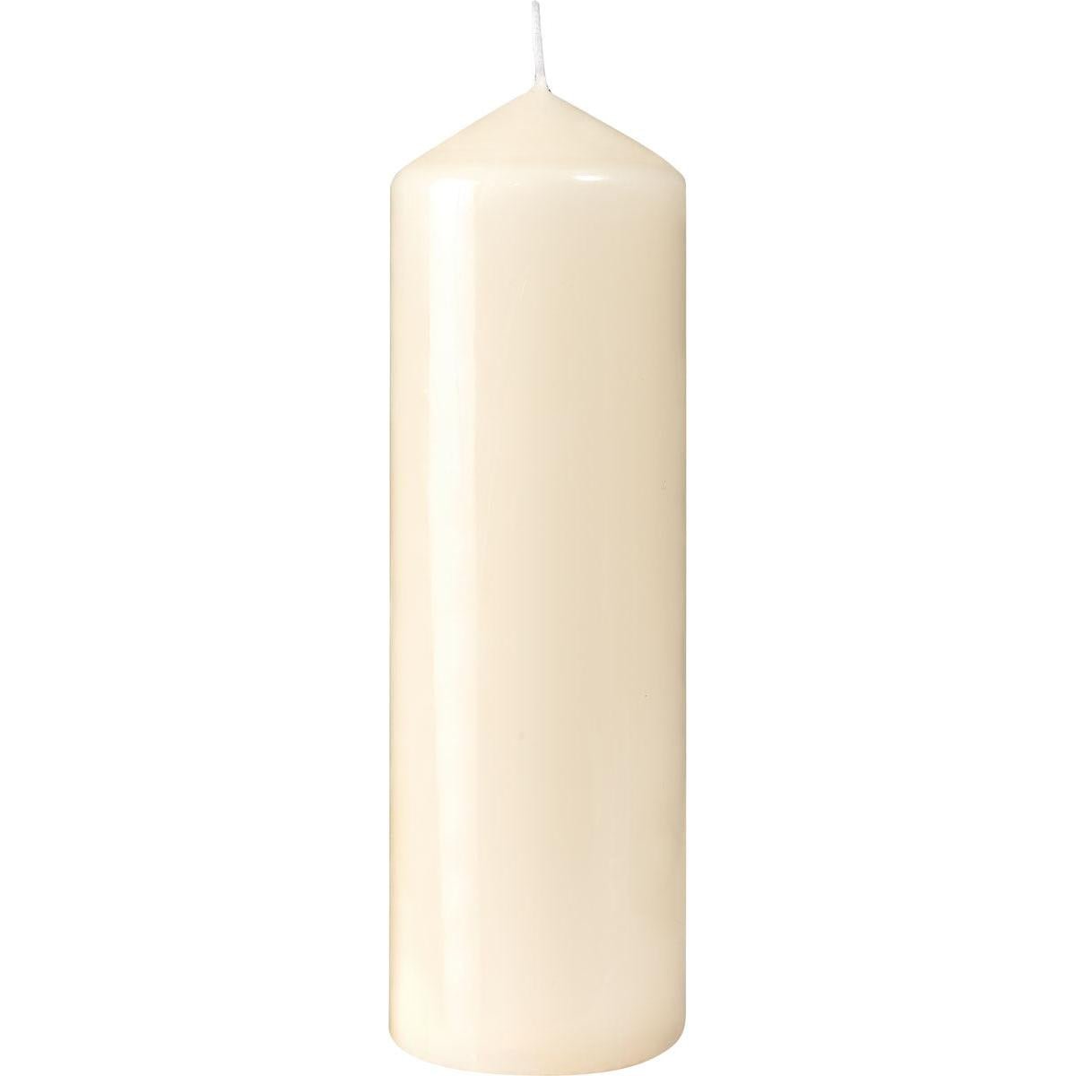 Duni GmbH Stumpenljus Elfenben (220 x 70 mm) har en slät yta, en kort vit veke och en brinntid på ca 90 timmar.