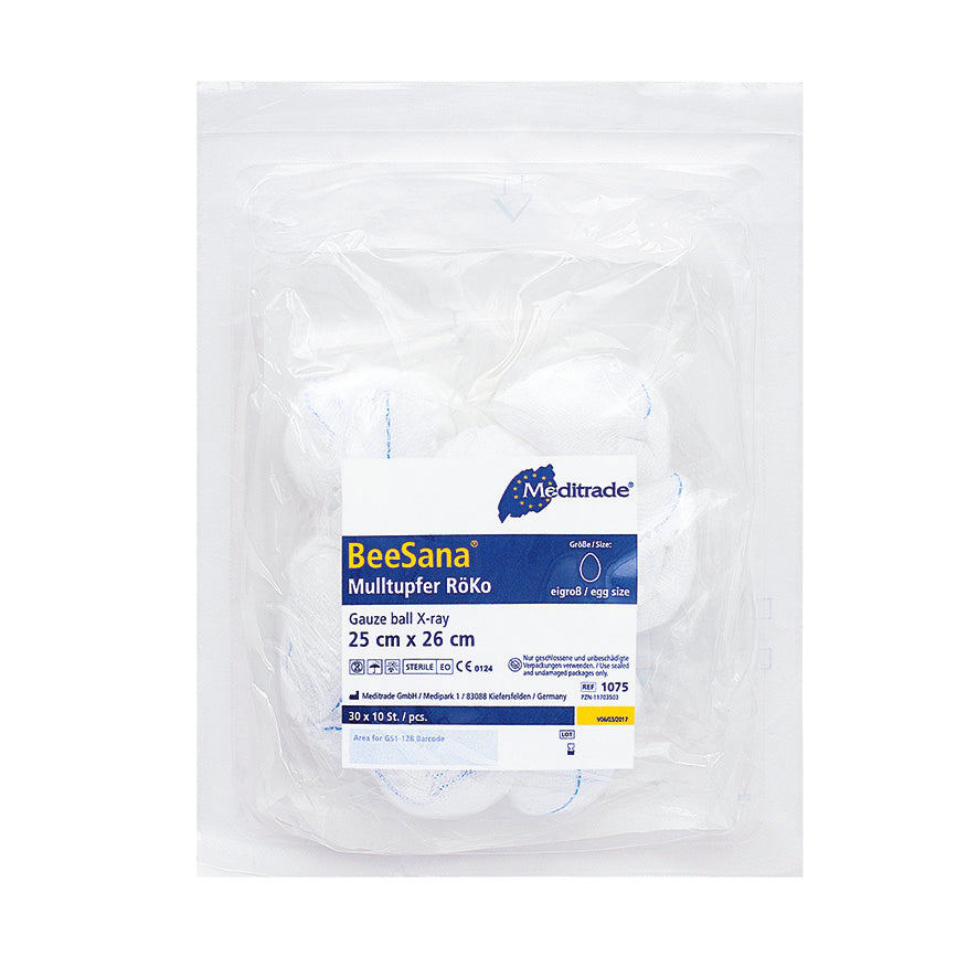 BeeSana® gasväv, RöKo, steril, 25 x 26 cm, rund form, 10 stycken | Förpackning (300 stycken)