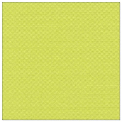 En kvadratisk servett från PAPSTAR "ROYAL Collection" (40 x 40 cm, grön) från PAPSTAR GmbH med fin vävstruktur och enfärgad ljusgul-grön på vit bakgrund.