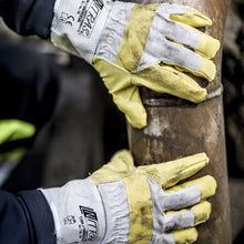 NITRAS UNIVERSAL, konstläderhandskar, naturlig färg / gul, EN 388 bomull | Förpackning (12 par)
