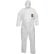 Der KleenGuard® A30 Schutzanzug gegen Flüssigkeiten und Partikel von Kimberly-Clark GmbH ist weiß, hat Kapuze, lange Ärmel und Beine sowie ein schwarzes Brustetikett. Ideal für die chemische Industrie; abgebildet vor weißem Hintergrund.
