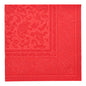 Die PAPSTAR GmbH 20 Servietten "ROYAL Collection" 1/4-Falz (40 x 40 cm) sind quadratische rote Premium-Gewebeservietten mit geprägtem Blumen- und Paisleymuster, die jeden gedeckten Tisch elegant aufwerten.