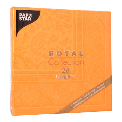 Ett 20-pack PAPSTAR "ROYAL Collection" servetter (40x40 cm, 1/4-fals) från PAPSTAR GmbH - FSC-certifierade, mjuka, absorberande och textilliknande premium-servetter med diskret blommönster för varje tillfälle.