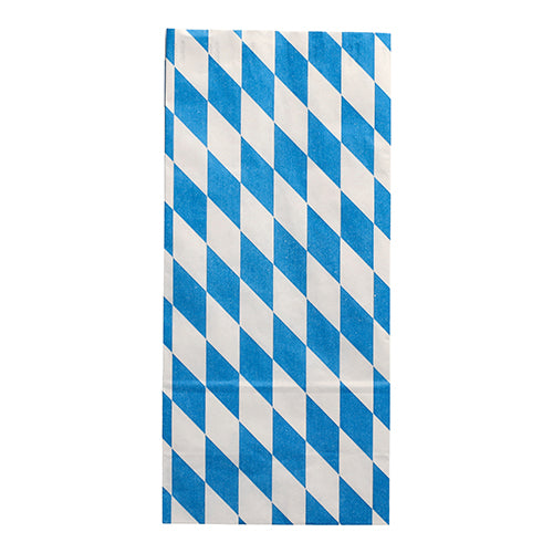 Starpak 100 kycklingpåse är en rektangulär påse av papper med aluminiumfoder, som har ett diagonalt rutmönster i alternerande rader i blått och vitt och är tillverkad av miljövänliga material.
