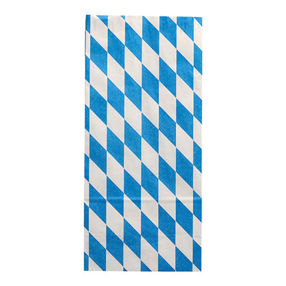 Starpak 100 kycklingpåse är en rektangulär påse av papper med aluminiumfoder, som har ett diagonalt rutmönster i alternerande rader i blått och vitt och är tillverkad av miljövänliga material.