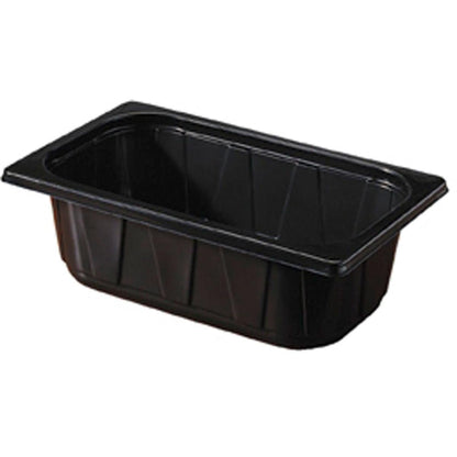Duni GmbH PP-skål 1/4 GN svart är en rektangulär, svart bricka med raka sidor och en bred kant - perfekt för buffépresentationer eller förvaring av livsmedel i det professionella köket.
