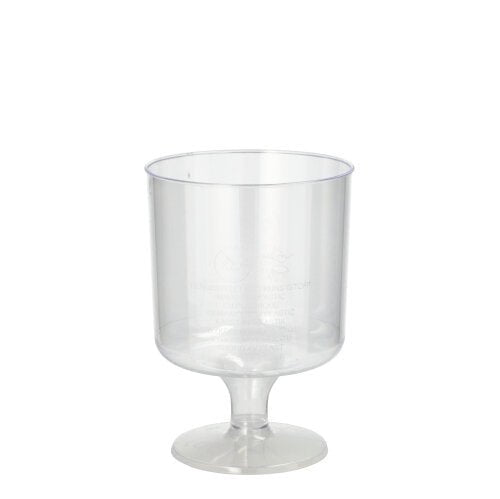 Ett set med 10 transparenta, enstyckade Starpak-stjälkglas för rödvin (PS, 0,2 l, Ø 7,2 cm, 10 cm höga) står upprätt mot en enkel vit bakgrund. Levereras i krympplast.