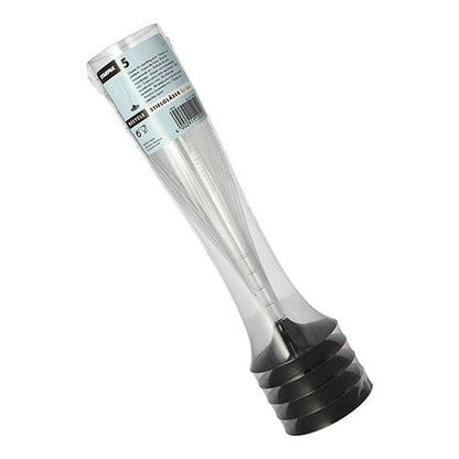En transparent krympfolie från Starpak innehåller 5 champagneglas (PS, 0,1 L, Ø 5 cm, 17,5 cm) med stjälk. Det kristallklara setet är märkt upptill och är idealiskt för att ge bort eller för festliga tillfällen.
