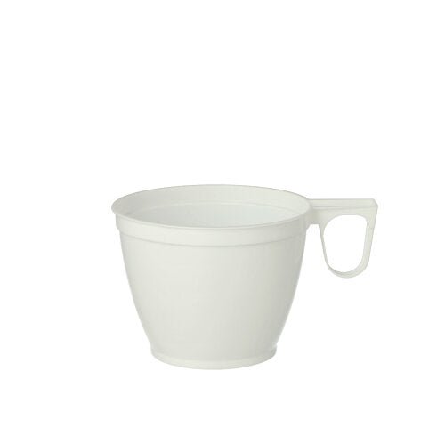 En enkel vit Starpak 60 kaffekopp, PS 0,18 l kopp med bred, rundad kropp och ett litet platt handtag på höger sida, mot vit bakgrund.