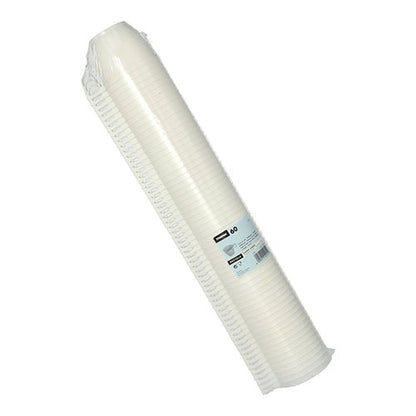 Avbildad är en stapel av 60 vita Starpak kaffekoppar (PS, 0,18 l, Ø7,8 cm, 6 cm) insvepta i krympplast med en produktetikett som visar detaljer och mängd mot vit bakgrund.