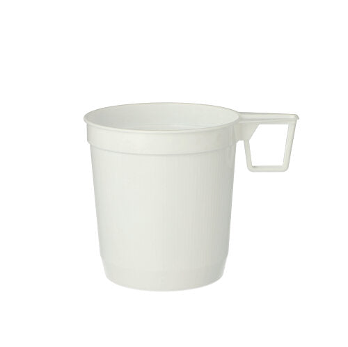 Starpak 40 kaffekoppar (0,25 l, Ø 8 cm, 8,5 cm, vit) av högkvalitativt PS-material med platt handtag är perfekta för daglig kaffekonsumtion och kommer i krympfolie (40 stycken).