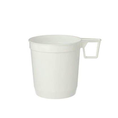 Starpak 40 kaffekoppar (0,25 l, Ø 8 cm, 8,5 cm, vit) av högkvalitativt PS-material med platt handtag är perfekta för daglig kaffekonsumtion och kommer i krympfolie (40 stycken).