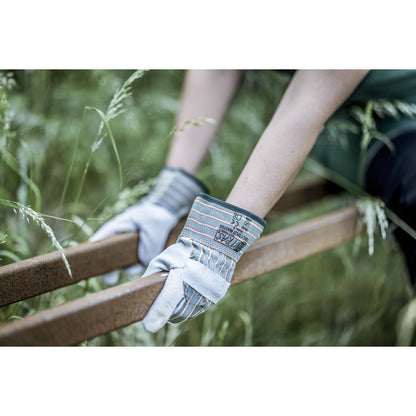 NITRAS SPLIT MASTER, kosplittrade läderhandskar, gröna / röda / gula ränder / grå