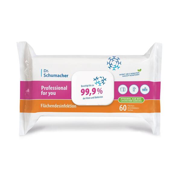 Dr. Schumacher Professional for you Flächendesinfektion Wipes  | Packung (60 Tücher)