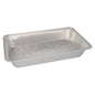 En rektangulär Starpak 3 Gastronorm-behållare, en engångsbakform av aluminium (8,5 l, 8 cm x 32,6 cm x 52,7 cm), tom med upphöjda kanter och platt botten framför en enkel vit bakgrund.