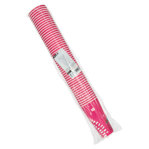 En förseglad förpackning med 50 rosa Starpak-pappersdricksglas (0,5 l, Ø 8,97 cm, 16,83 cm) för kalla drycker, idealiska för fester, med en produktetikett på den yttre folieomslaget.