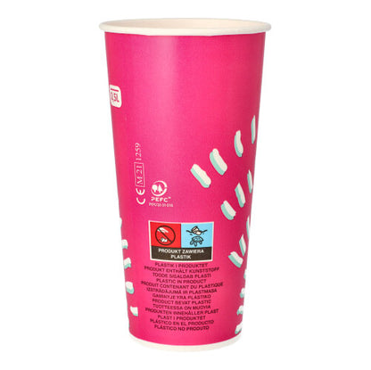 Starpak 50 dricksglas för kalla drycker (0,5 l, rosa, Ø 8,97 cm, 16,83 cm) av papper med vita markeringar och flerspråkig text är idealiska för fester; Varje set innehåller 50 glas.