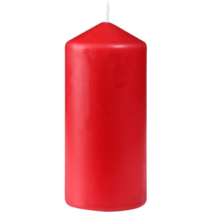 Duni GmbH:s blockljus, ca. 40h 130 x 60 mm, är ett glänsande rött ljus med släta sidor, en platt botten, en spetsig topp och en vit veke - designad för lång brinntid.