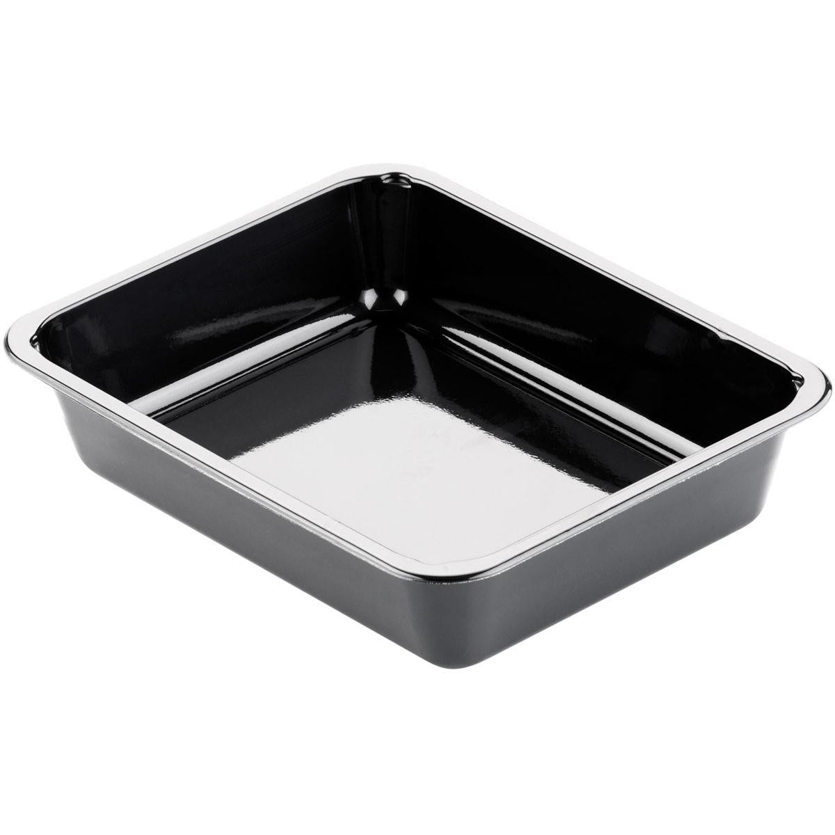 Den CPET-skålen 1 Svart CPET från Duni GmbH: rektangulär, lätt avrundade hörn, glänsande - optimal gastronomilösning, tom på vit bakgrund.