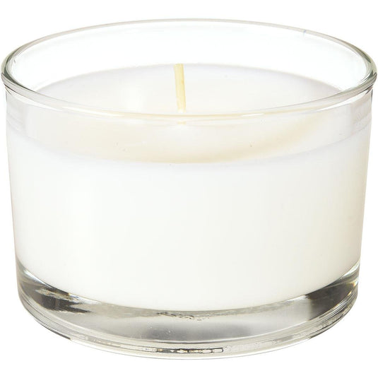 Ljusglaset ”Ibiza” från Duni GmbH (ca 18 timmar, 58 x 85 mm) med vitt ljus och veke skapar en stämningsfull belysning och passar perfekt som ett elegant ljusglas för alla tillfällen.