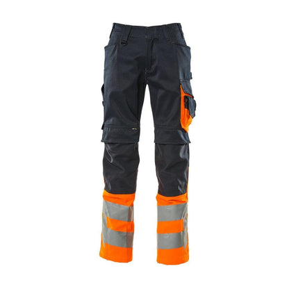 MASCOT® Leeds byxor, svart blå/hi-vis orange