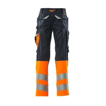 MASCOT® Leeds byxor, svart blå/hi-vis orange