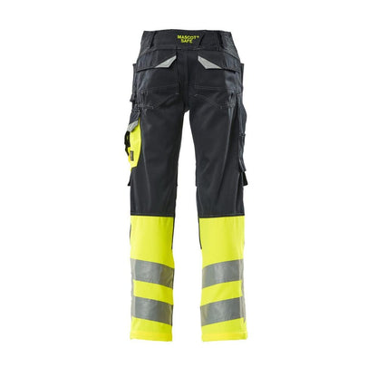 MASCOT® Leeds byxor, svart blå/hi-vis gul