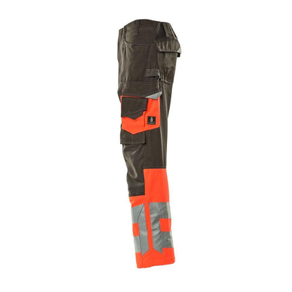 MASCOT® Leeds byxor, mörk antracit/hi-vis röd