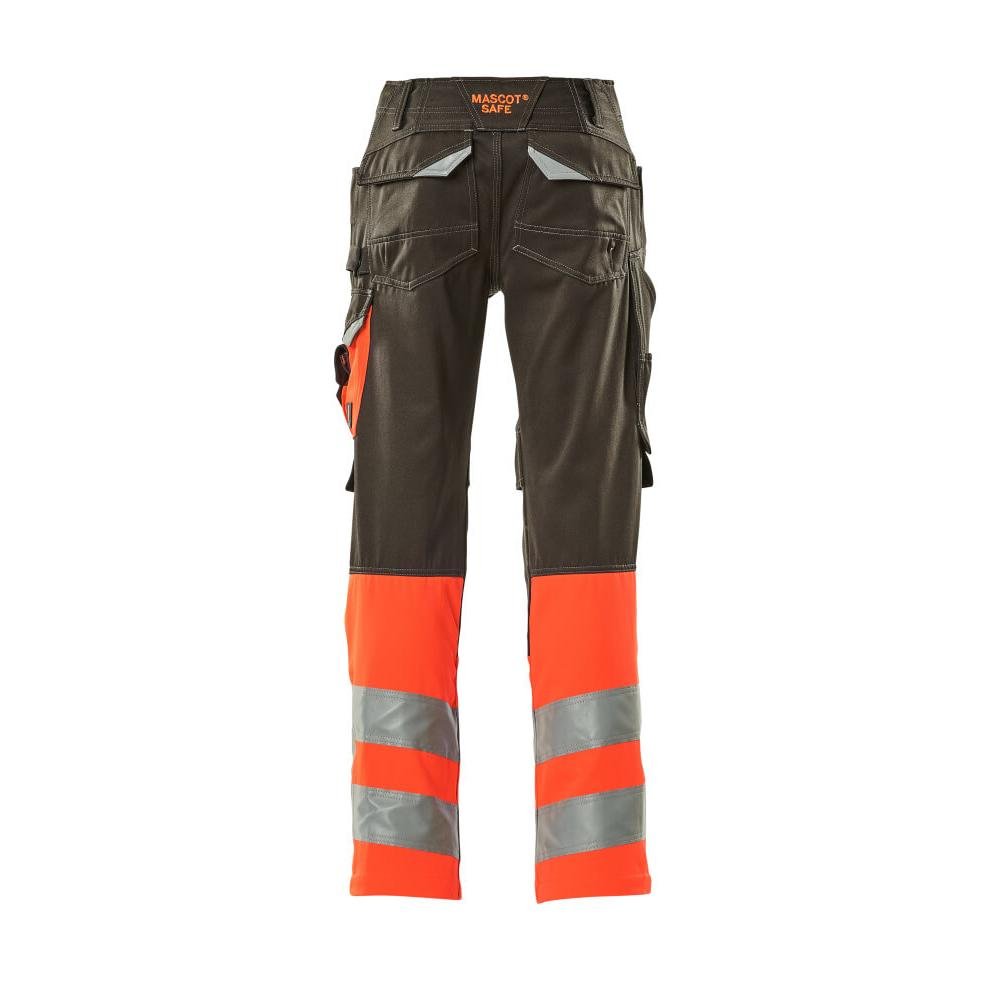 MASCOT® Leeds byxor, mörk antracit/hi-vis röd