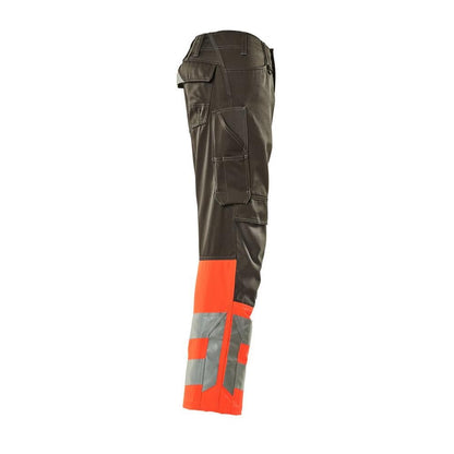 MASCOT® Leeds byxor, mörk antracit/hi-vis röd