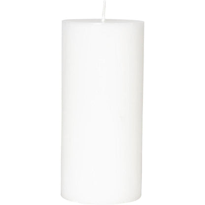 Duni GmbH:s blockljus (100% stearin, 150 x 70 mm, ca. 50h) står upprätt med synlig veke på vit bakgrund - ett miljövänligt ljusval.