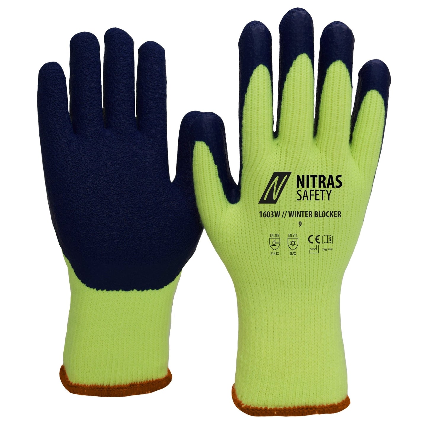 NITRAS WINTER BLOCKER, vinterhandskar, neongul/blå