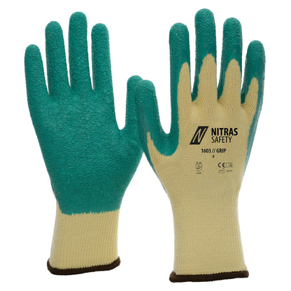 NITRAS GRIP, latexhandskar, gul/grön