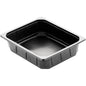 En svart PP-skål 1/2 GN (325x265x60 mm) från Duni GmbH, av polypropen med bred kant och strukturerade sidor, perfekt för professionell gastronomi. Finns i förpackningar om 100 stycken.