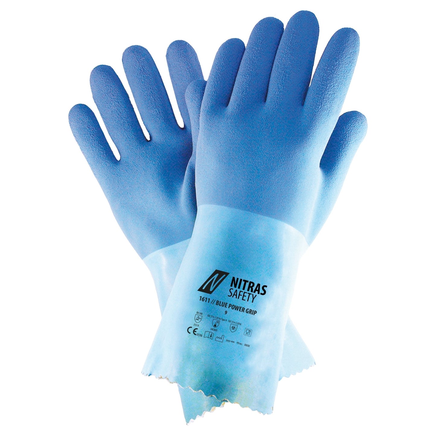 NITRAS BLUE POWER GRIP, kemikalieskyddshandskar, blå