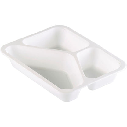 Duni GmbH PP-skålen Caterline 3 Vit PP 227x178, en vit, tredelad bricka, är idealisk cateringservis för organiserad matpresentation.