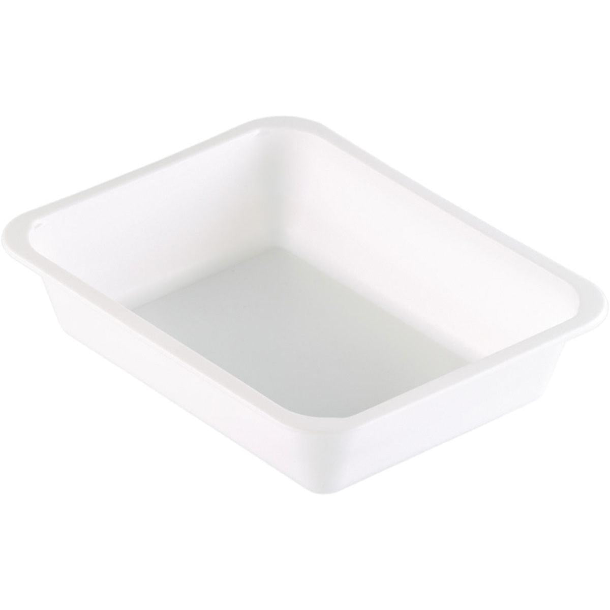 Duni GmbH PP-skål Caterline 1 Vit PP 227x178 är en rektangulär, vit bricka med lätt avrundade hörn och platta sidor, designad för cateringbehov och avbildad på en enkel vit bakgrund.