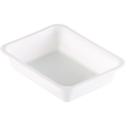 Duni GmbH PP-skål Caterline 1 Vit PP 227x178 är en rektangulär, vit bricka med lätt avrundade hörn och platta sidor, designad för cateringbehov och avbildad på en enkel vit bakgrund.